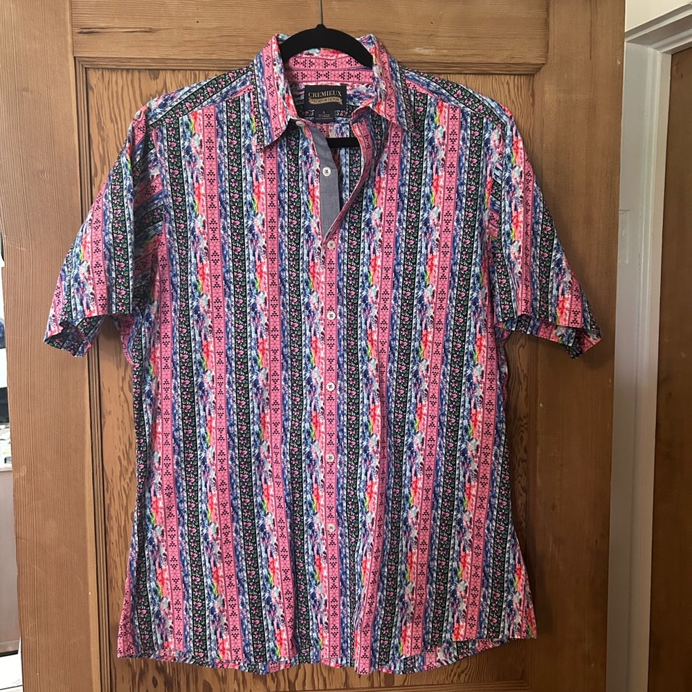 Daniel Cremieux Pink and Blue Striped Casual Shirt